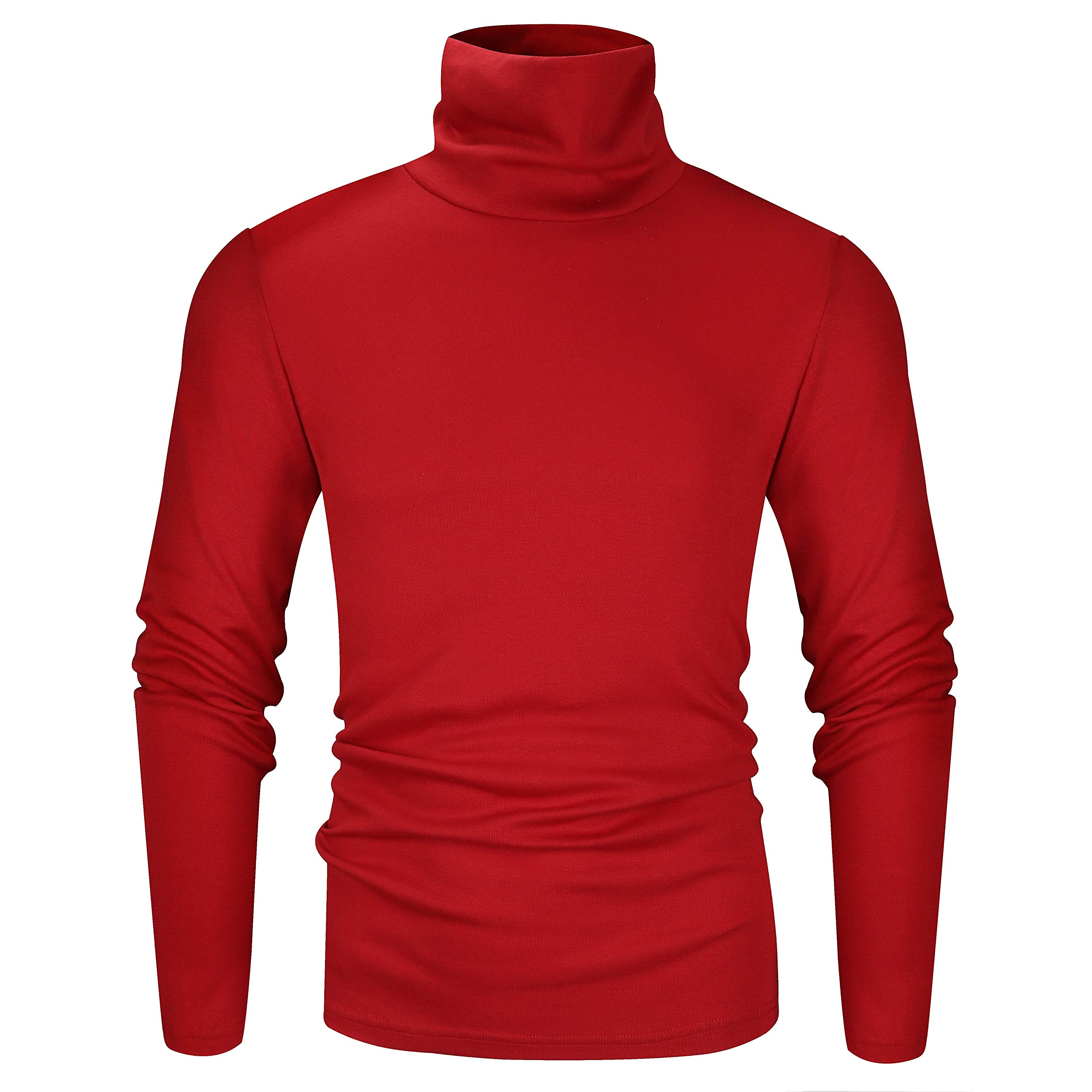 Derminpro Men's Thermal Turtleneck Soft Long Sleeve T-Shirt Red Small