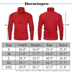 Derminpro Men's Thermal Turtleneck Soft Long Sleeve T-Shirt Red Small