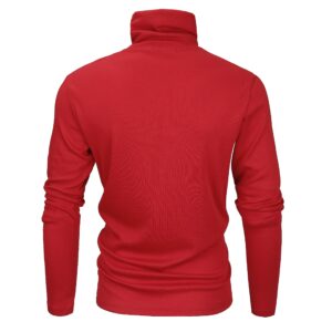 Derminpro Men's Thermal Turtleneck Soft Long Sleeve T-Shirt Red Small