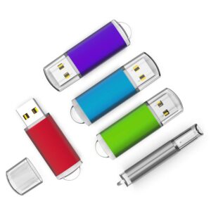 Aiibe 16GB USB 3.0 Flash Drive 5 Pack 16 GB Flash Drive 3.0 Thumb Drive Multipack U Disk USB Drives (16G, 5 Mixed Colors: Blue Red Silver Green Purple)