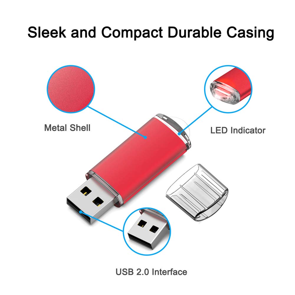 Aiibe 16GB USB 3.0 Flash Drive 5 Pack 16 GB Flash Drive 3.0 Thumb Drive Multipack U Disk USB Drives (16G, 5 Mixed Colors: Blue Red Silver Green Purple)