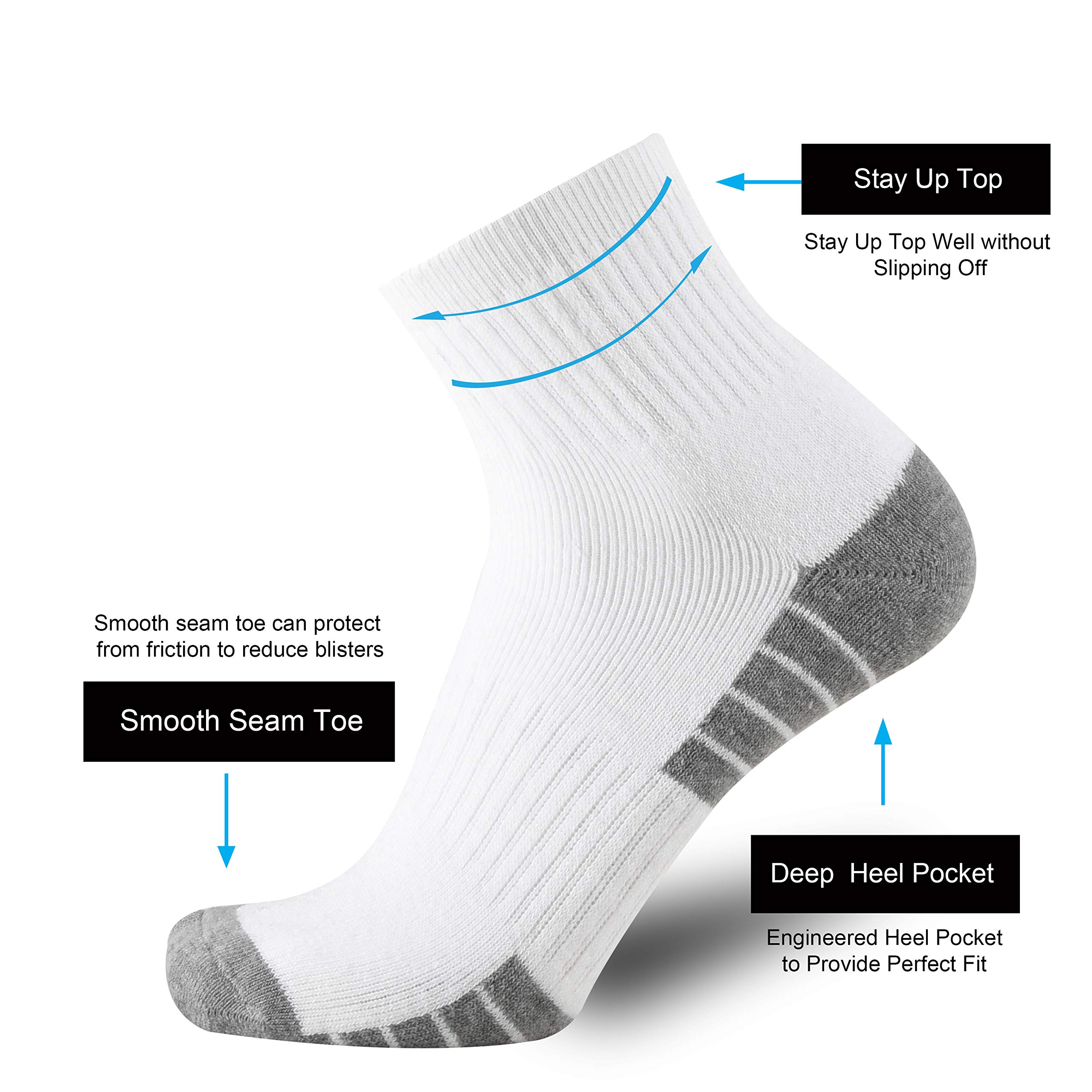 ONKE Cotton Low Cut Quarter Socks for Men Athletic Sport Work with Thick Cushion Moisture Control Anti Blisters Sweat Wicking(White L)