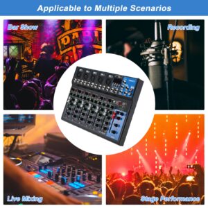 YaeCC 7 Channel bluetooth Live Studio Stereo Audio Mixer Sound Mixing DJ USB Console