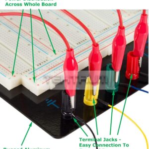 Tektrum Externally Powered Solderless 3220 Tie-Points Experiment Plug-in Breadboard with Aluminum Back Plate, Jumper Wires, Power Module, Wall Adaptor for Proto-Typing Circuit