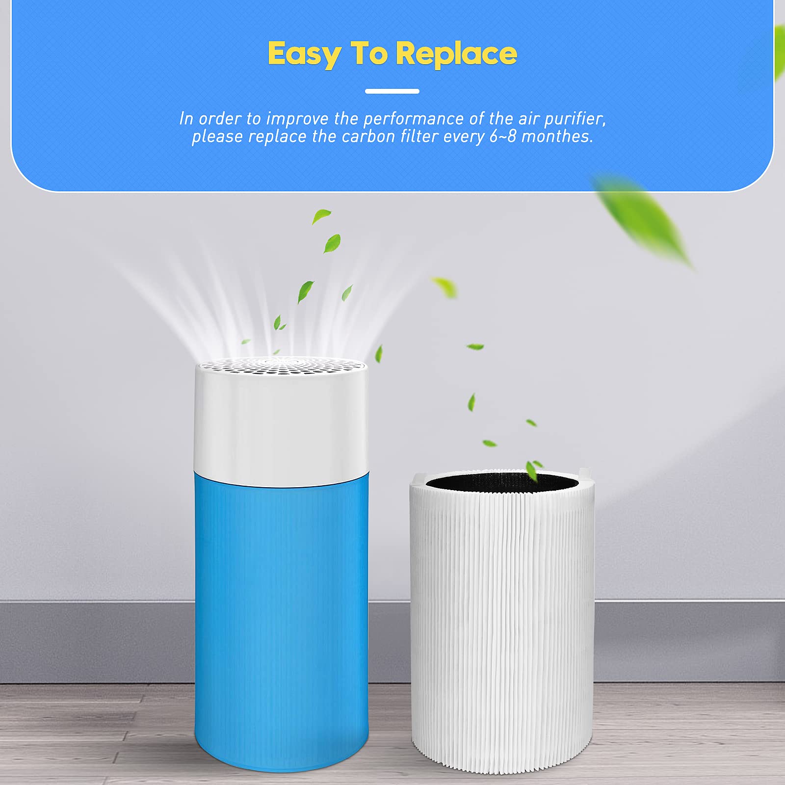 Blue Pure 411 Replacement Filters for Blueair Blue Pure 411, 411+, 411 Auto and Mini Air Purifier, Include 2 Particle and 2 Activated Carbon