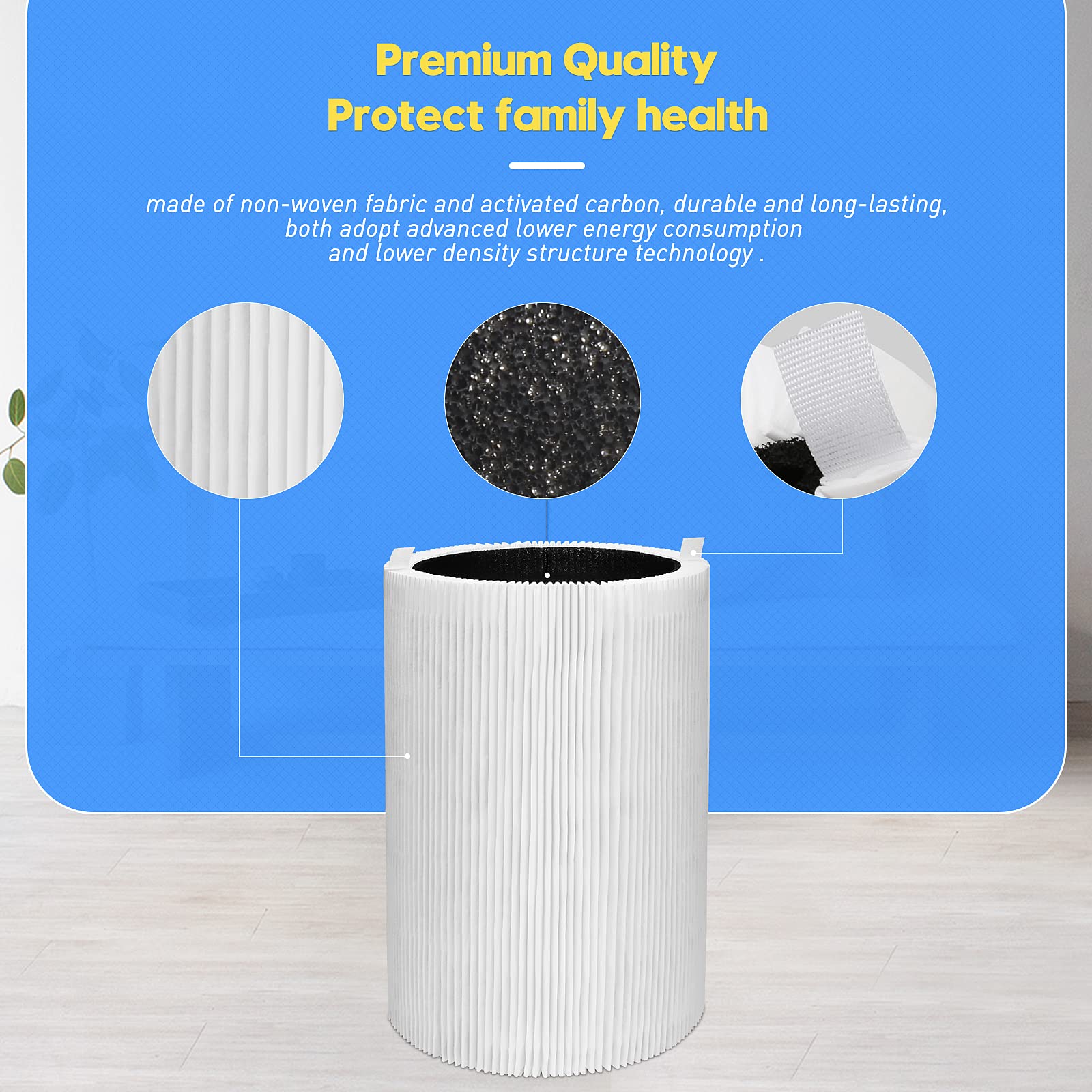 Blue Pure 411 Replacement Filters for Blueair Blue Pure 411, 411+, 411 Auto and Mini Air Purifier, Include 2 Particle and 2 Activated Carbon