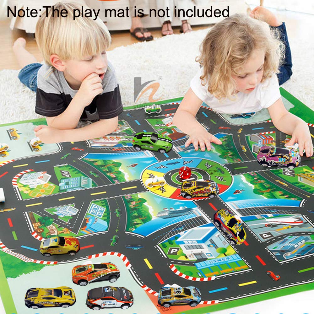 Himeeu 12 Pull Back Racing Cars Die cast Race Car Vehicles Playset,2.7 Inch Metal Friction Powered Car Toys for Toddlers