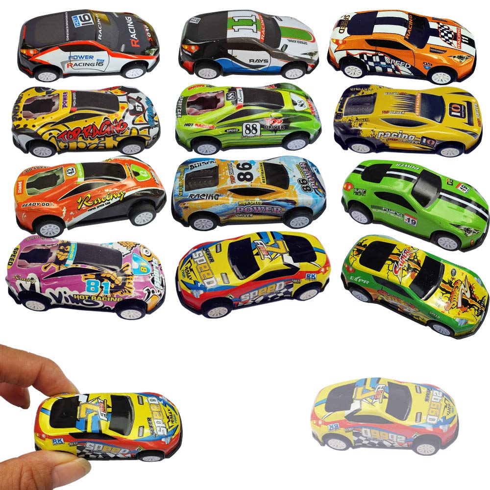 Himeeu 12 Pull Back Racing Cars Die cast Race Car Vehicles Playset,2.7 Inch Metal Friction Powered Car Toys for Toddlers