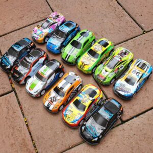 Himeeu 12 Pull Back Racing Cars Die cast Race Car Vehicles Playset,2.7 Inch Metal Friction Powered Car Toys for Toddlers