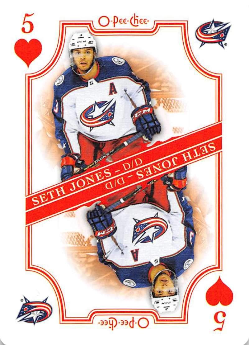 2019-20 O-Pee-Chee Playing Cards Hockey #5-HEARTS Seth Jones Columbus Blue Jackets Official NHL Trading Card From OPC Upper Deck