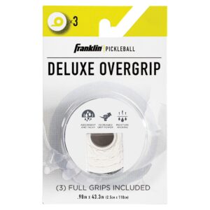 franklin sports pickleball paddle overgrips - provides extra grip - slight tackiness - durable & strong - 3 grips included - white