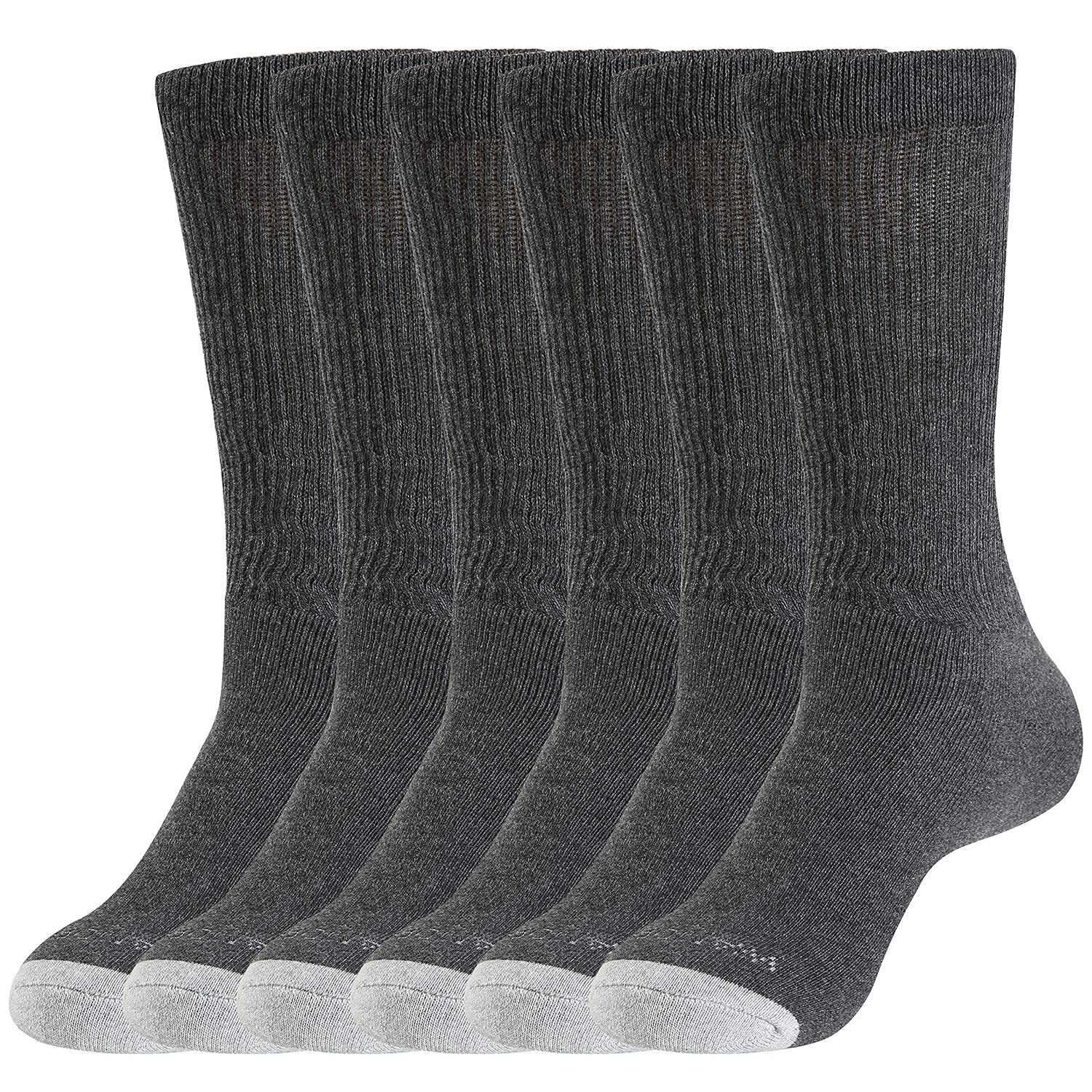 WANDER Men's Cushion Crew Socks 6 Pairs Athletic Running 12-15 Socks Men Cotton Sport Wicking Work