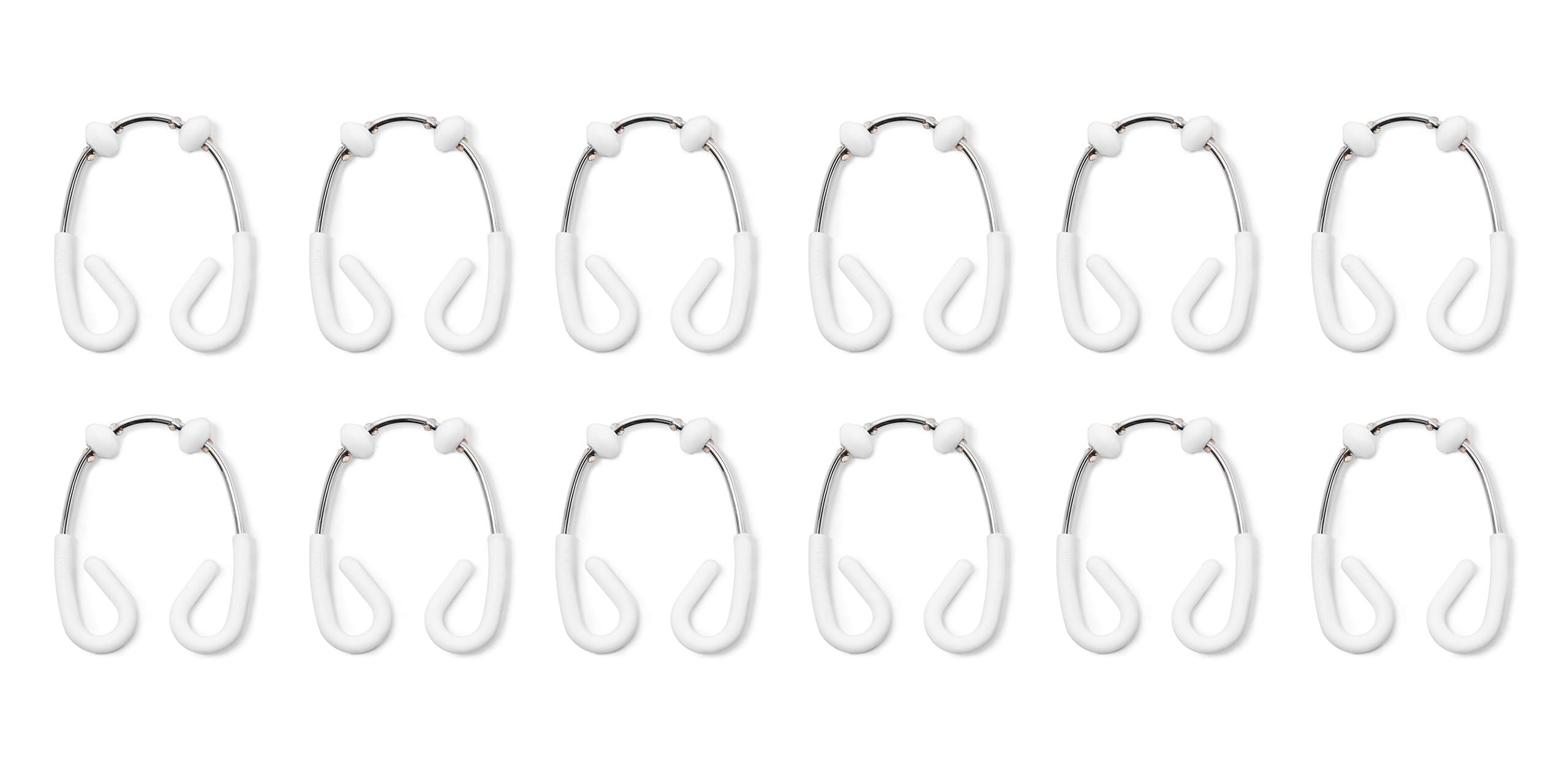 Umbra 1013172-666 , White/Chrome Flex Double Shower Rings, Set of 12,2" x 3"