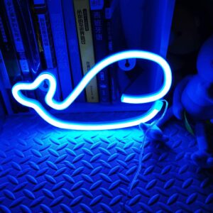 LED Whale Neon Sign Light for Wall Decor, Whale Signs Night Light Wall Art, Bedroom Decorations, Home Accessories, Party and Holiday Decor (Blue)