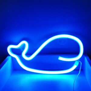 LED Whale Neon Sign Light for Wall Decor, Whale Signs Night Light Wall Art, Bedroom Decorations, Home Accessories, Party and Holiday Decor (Blue)