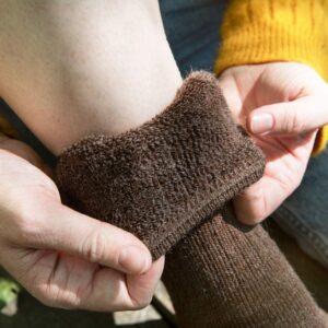 Alpaca Wool Socks for Men & Women Comfortable Casual Outdoors Hiking Boot & Dress Socks (X-Large, 1x Brown 1x Denim 1x Grey)