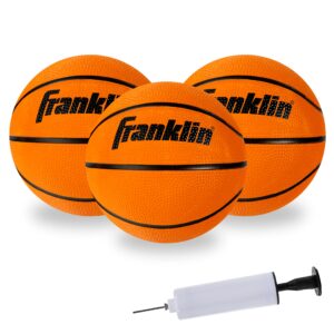 franklin sports 3 mini basketballs with pump - 5 inch sized perfect for kids ages 6+