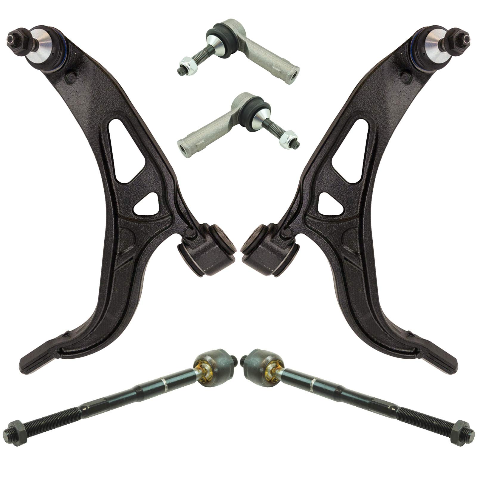 TRQ 6 Piece Steering & Suspension Kit Control Arms with Ball Joints Tie Rod End Links Kit for 2011-2016 Ford Explorer / 2013-2015 Ford Police Interceptor Utility