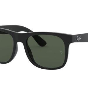 Ray-Ban Junior Kids' RJ9069S Justin Square Sunglasses, Black/Dark Green, 48 mm