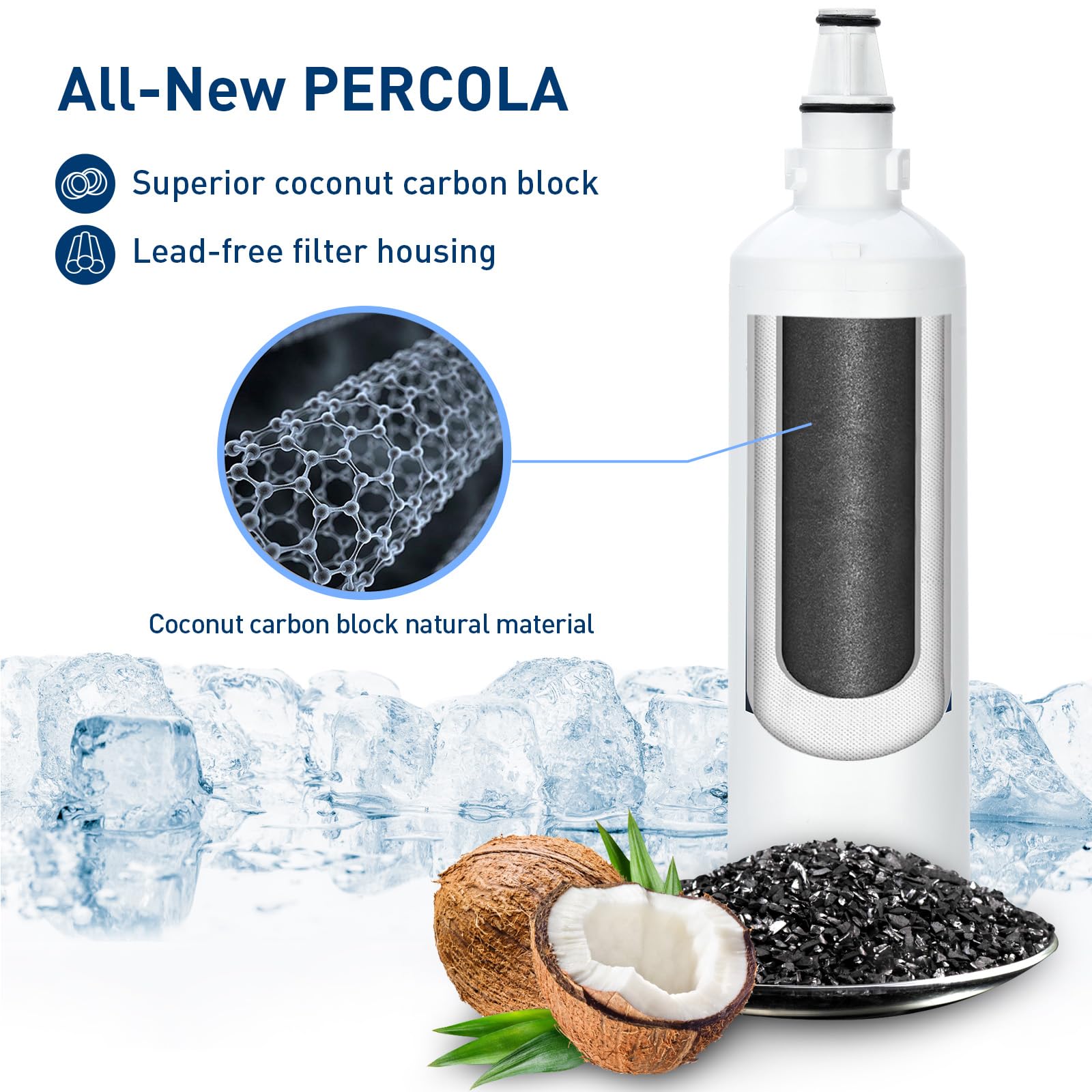 PERCOLA Sub-Zero 7012333/7042803 & Manitowoc K00374/K00374001 Ice Maker Water Filter, Compatible with Sub-Zero UC-15I Ice Maker, Manitowoc AR-2800/ SM-50 Ice Maker (3 Pack)