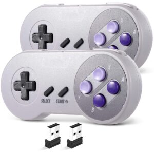 innext 2.4 ghz wireless usb snes controller for super classic games, retro usb pc controller compatible for windows pc mac linux genesis raspberry pi retropie emulator [plug & play] [rechargeable]
