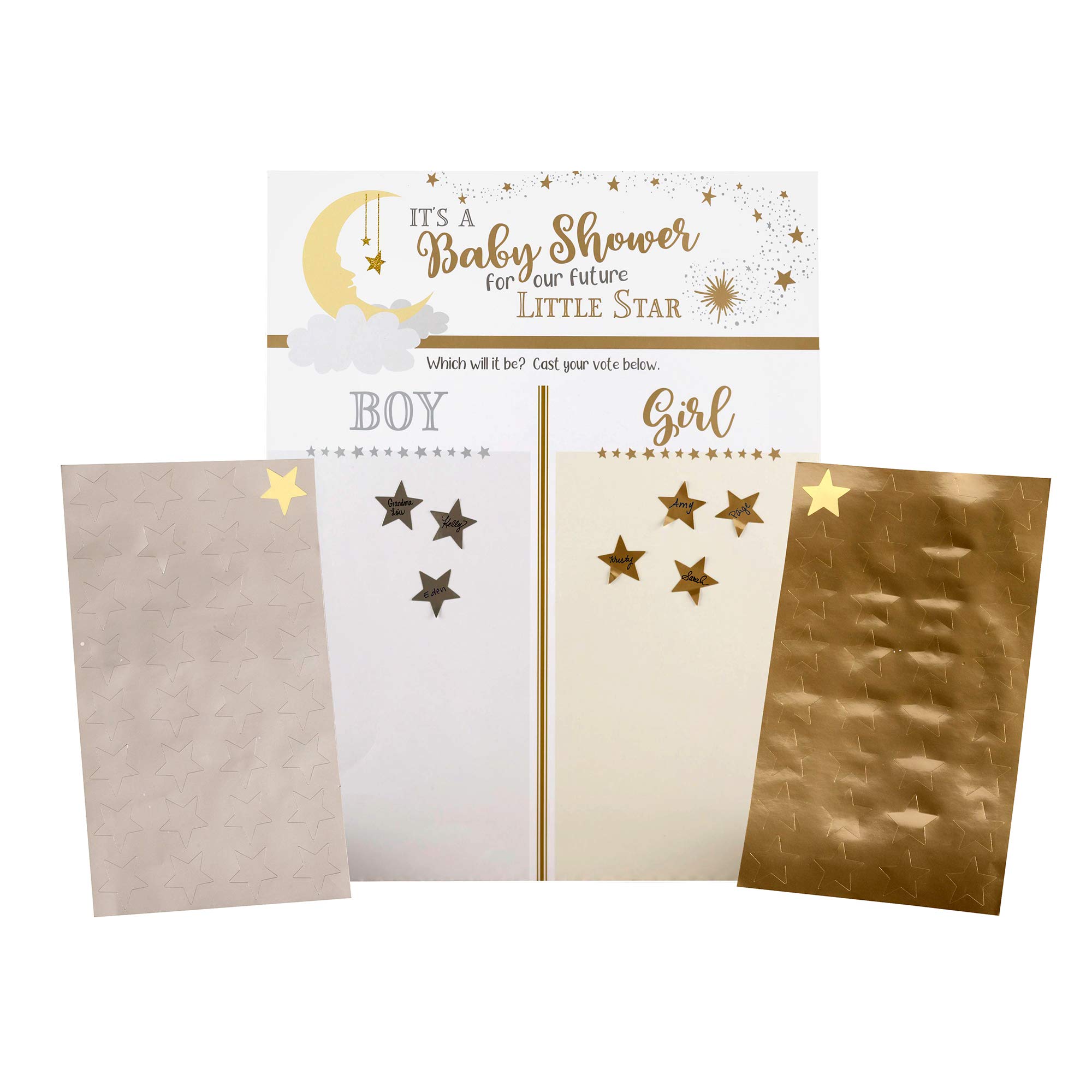 Lillian Rose Twinkle Themed Baby Shower Gender Reveal Voting Board, Gold