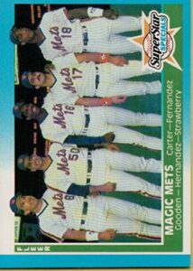 1987 fleer #629 gary carter/sid fernandez/dwight gooden/keith hernandez/and darryl strawberry new york mets magic mets mlb baseball card nm-mt