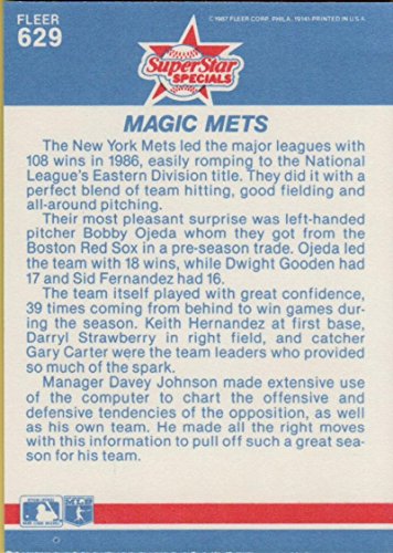 1987 Fleer #629 Gary Carter/Sid Fernandez/Dwight Gooden/Keith Hernandez/and Darryl Strawberry New York Mets Magic Mets MLB Baseball Card NM-MT