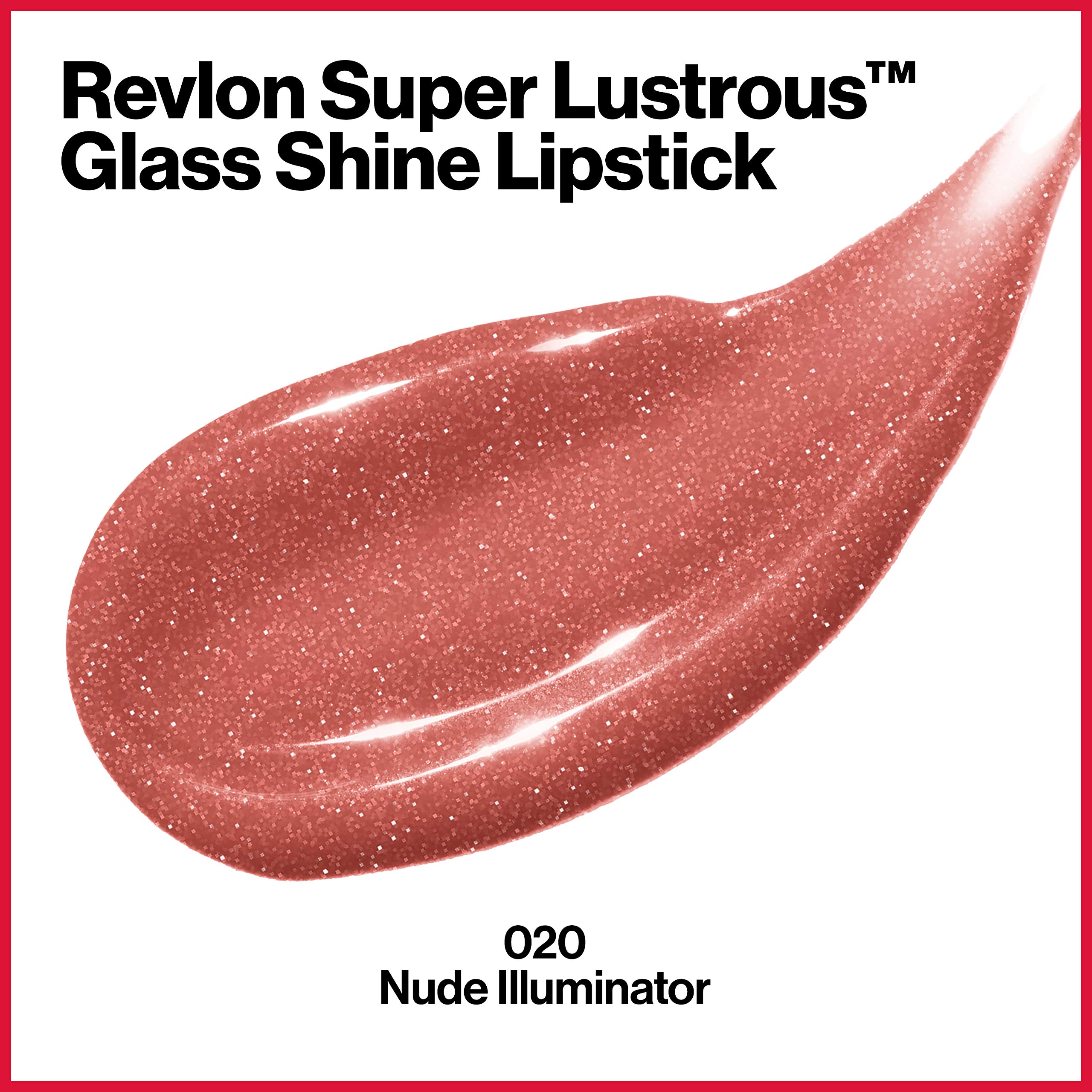 Revlon Lipstick, Super Lustrous Glass Shine Lipstick, High Shine Lipcolor with Moisturizing Creamy Formula, Infused with Hyaluronic Acid, Aloe and Rose Quartz, 002 Beaming Strawberry, 0.15 Oz