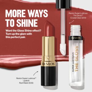 Revlon Lipstick, Super Lustrous Glass Shine Lipstick, High Shine Lipcolor with Moisturizing Creamy Formula, Infused with Hyaluronic Acid, Aloe and Rose Quartz, 002 Beaming Strawberry, 0.15 Oz