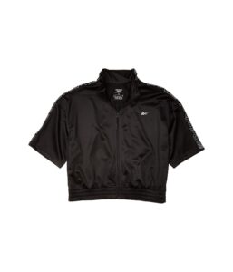 reebok workout ready meet you there track jacket, black, 2x18w