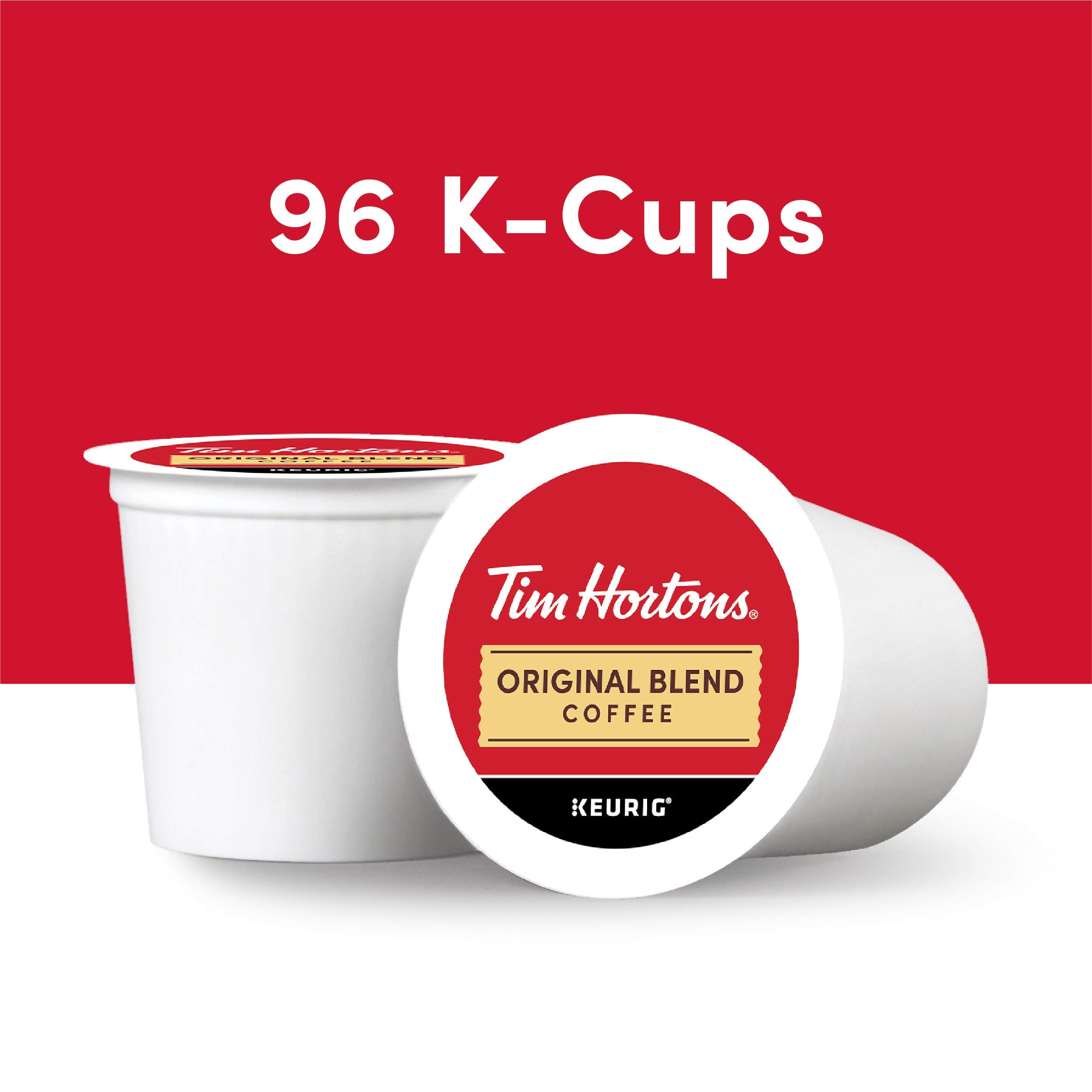 Tim Hortons Original Blend, Medium Roast Coffee, Single-Serve K-Cup Pods Compatible with Keurig Brewers, 96ct K-Cups, Red