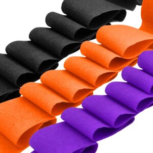 jiebor Crepe Paper Streamers for Halloween Black Orange Purple Crepe Paper Roll Halloween Party Room Wall Decor, 9 Rolls 738 Ft