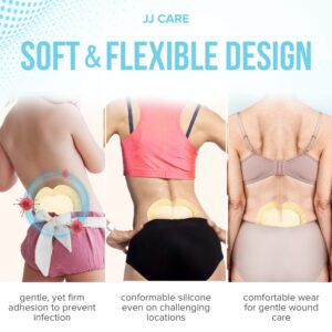 JJ CARE Sacrum Silicone Foam Dressing with Border 7x7 [Pack of 10], Waterproof Sacral Foam Dressing for Wounds, Absorbent Bed Sore Bandages, Sacral Wound Dressing with Silicone Adhesive Border