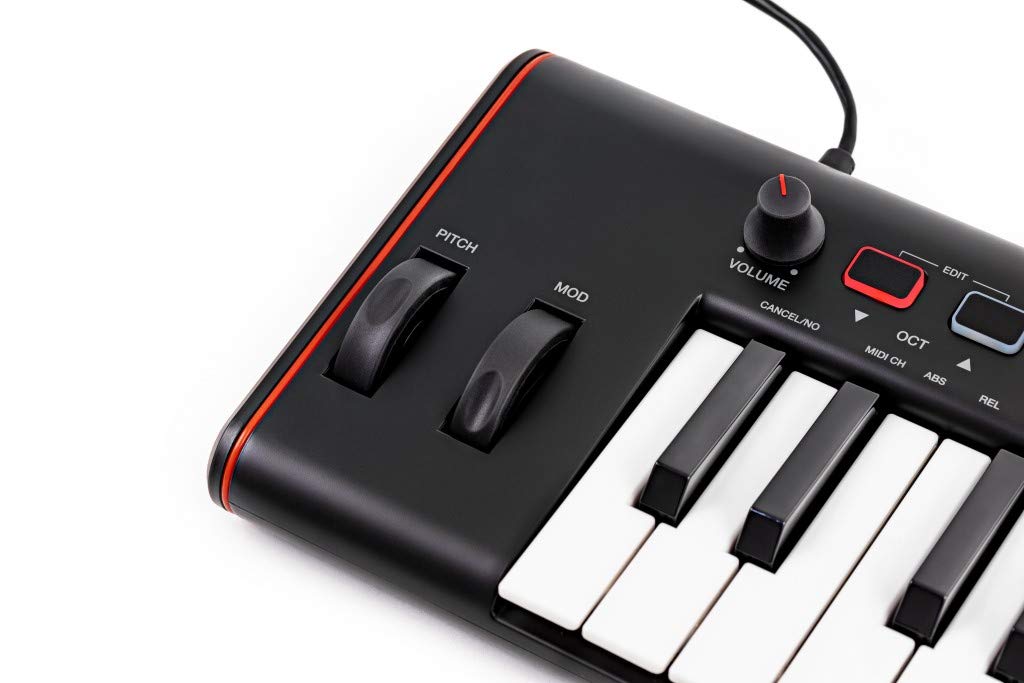 IK Multimedia iRig Keys 2 portable keyboard MIDI controller with 37 velocity-sensitive synth-action mini keys and headphone output, for iPhone, iPad, Mac, PC, Android