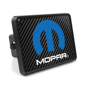 ipick image, compatible with - mopar logo uv graphic carbon fiber look metal face-plate on abs plastic 2 tow hitch cover