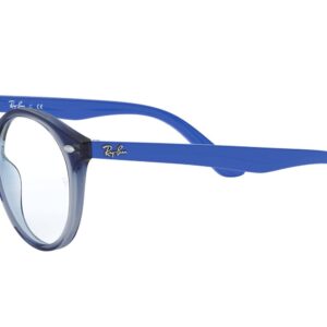 Ray-Ban Junior Kids' RY1594 Round Prescription Eyeglass Frames, Transparent Blue/Demo Lens, 44 mm