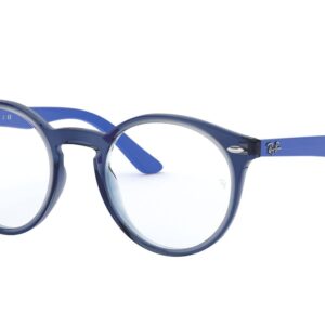 Ray-Ban Junior Kids' RY1594 Round Prescription Eyeglass Frames, Transparent Blue/Demo Lens, 44 mm