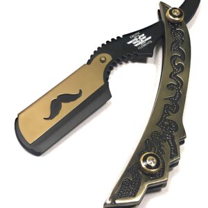 Steel Handle Straight Edge Barber Shaving Razor Limited Edition In Bronze Gold