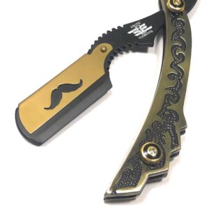 Steel Handle Straight Edge Barber Shaving Razor Limited Edition In Bronze Gold