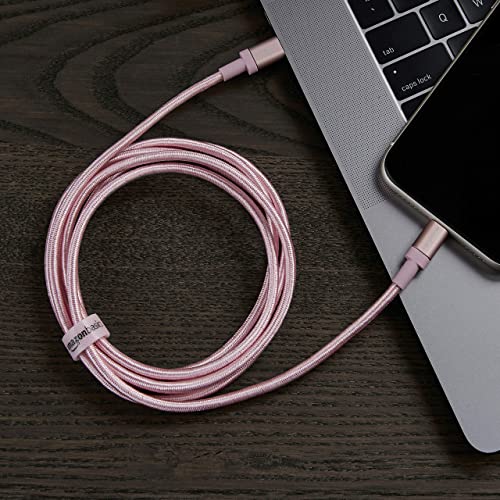 Amazon Basics USB-C to Lightning Charger Cable, Nylon Braided Cord, MFi Certified Charger for Apple iPhone 14 13 12 11 X Xs Pro, Pro Max, Plus, iPad, 6 Foot, Rose Gold