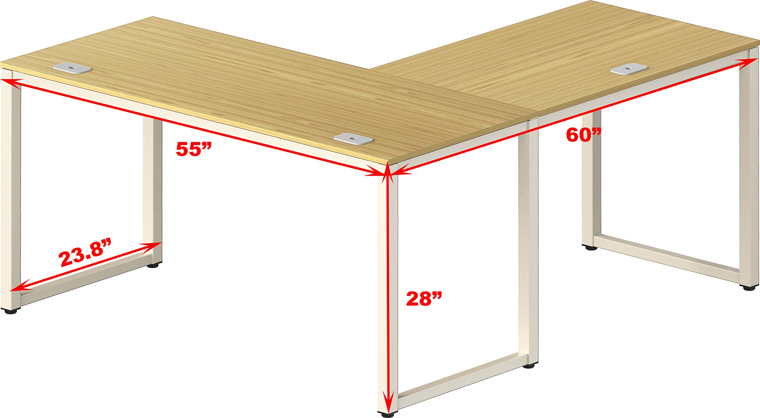 SHW Home Office 55"x60" Large L Shaped Corner Desk, Oak