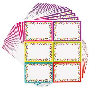 bright creations 144 pieces decorative colorful name tags for classroom – blank stickers to write on for student desks, bin labels, teacher supplies, 6 designs (3.5 x 2.5 inches)