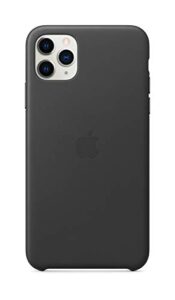 apple iphone 11 pro max black leather case - slim fit, wireless charging compatible