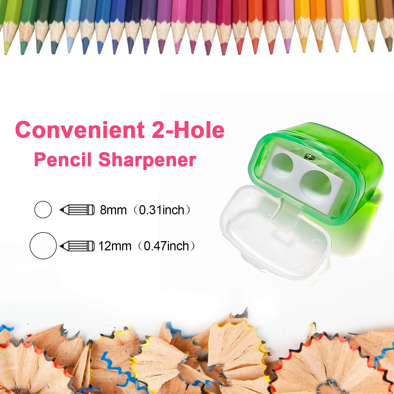 ForTomorrow Manual Pencil Sharpener Bulk - 24 Pack Small Colored Handheld Dual Hole Pencil Sharpeners with Lid for Kids, School Classroom