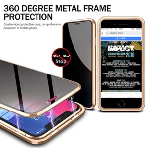 Anti-peep Magnetic Case for iPhone 7/8/SE 3 (2022)/iPhone SE 2020,Anti Peeping Magnetic Double-Sided Privacy Clear Back Metal Bumper Antipeep Anti-Spy Phone Cases Cover for iPhone 7/8/SE 2/SE 3-Gold