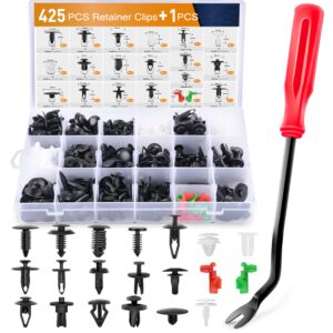 gooacc 425 pcs car body retainer clips set tailgate handle rod clip fastener remover - 19 popular sizes auto push pin rivets -door trim panel clips for gm ford toyota honda chrysler