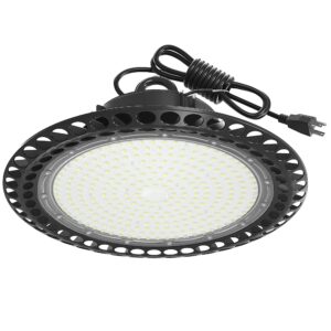 faithsail 150w ufo led high bay light, 5000k,16500lm,1-10v dimmable [600w equivalent], with us plug,super bright ip65 led shop light fixture for warehouse/workshop/stadium