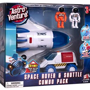 Astro Venture Space Shuttle Toy with 2 Astronauts, Mechanical Arm and Rover - Lights Up with Blast Off Sound Effects - Rover Compartments Open with The Push of a Button - Fun Space Toys for Kids