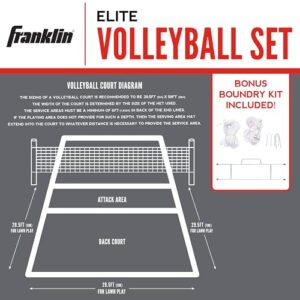 Franklin Sports Elite Badminton Volleyball Combo Net Set - Includes Volleyball,Badminton Rackets,Birdies, Poles/Net, Stakes, Ropes, Boundary Kit - Beach or Backyard Badminton - Easy Setup